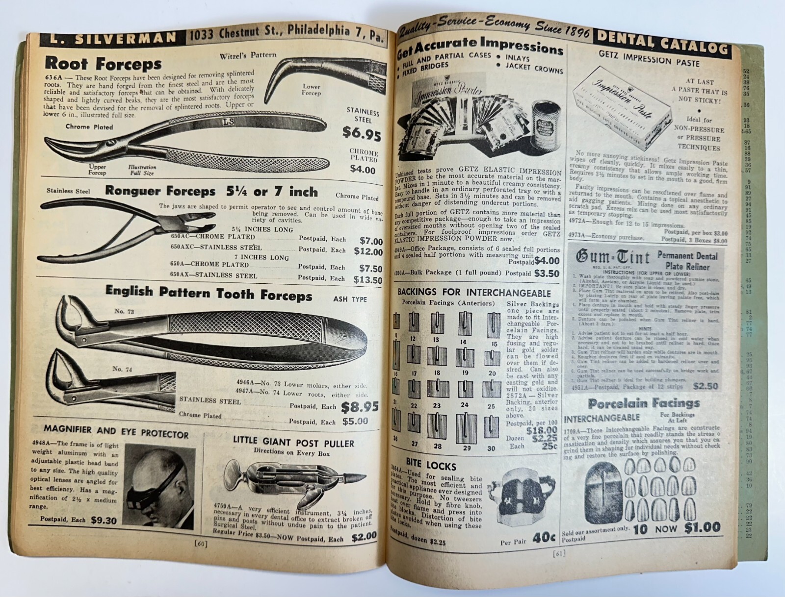 1953 Silverman Dental Supplies 57th Year Mail Order Catalog Philadelphia PA