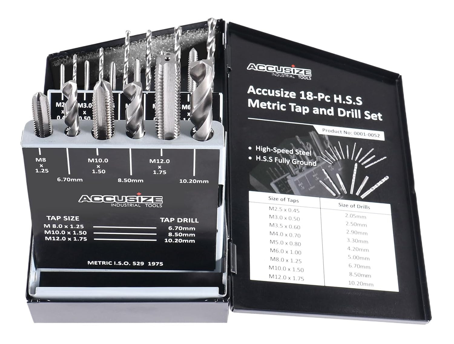 Metric 18 Pc H.S.S. Tap and Drill Set, 0001-0052