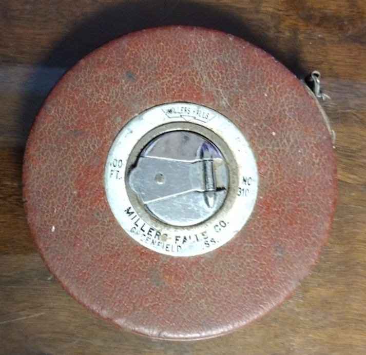 Vintage Millers Falls Greenfield 100 Ft. Wind Up Tape Measure #3100