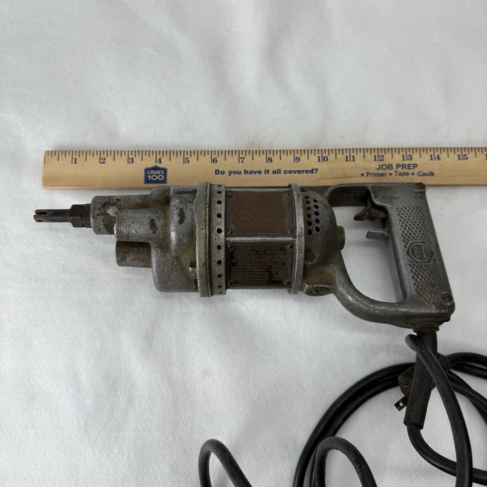 Vintage Black & Decker Electric Valve Grinder 110V DC Pre-War Industrial Tool