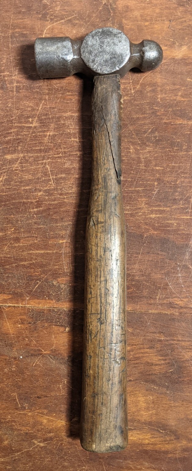 Vintage Ball Peen Hammer Unmarked 11×3.25″