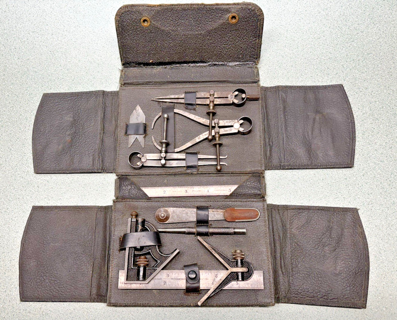 Starrett No. 900 Apprentice’s Tool Set Vintage early leather case RARE nice