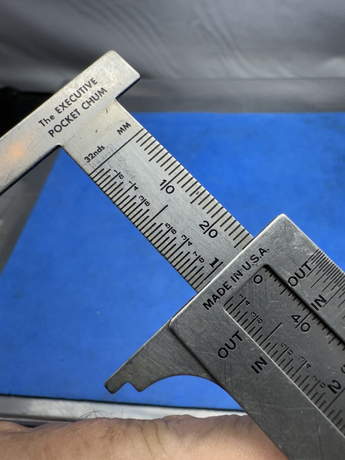 THE EXECUTIVE POCKET CHUM No 1045 METAL RULER CALIPER VINTAGE STAINLESS USA