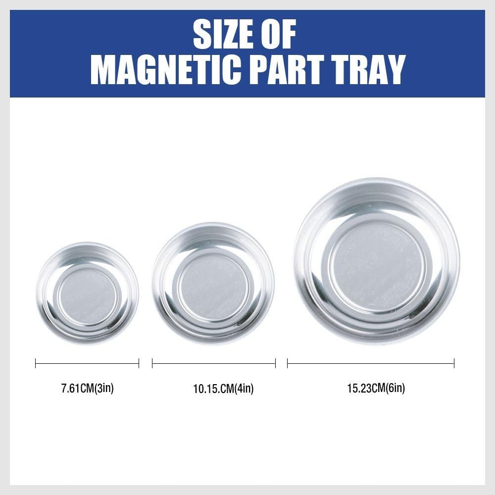Magnetic Tray | 3-Piece | Round Magnetic Parts Tray | 3 Inch 4 Inch 6 Inch Ma…