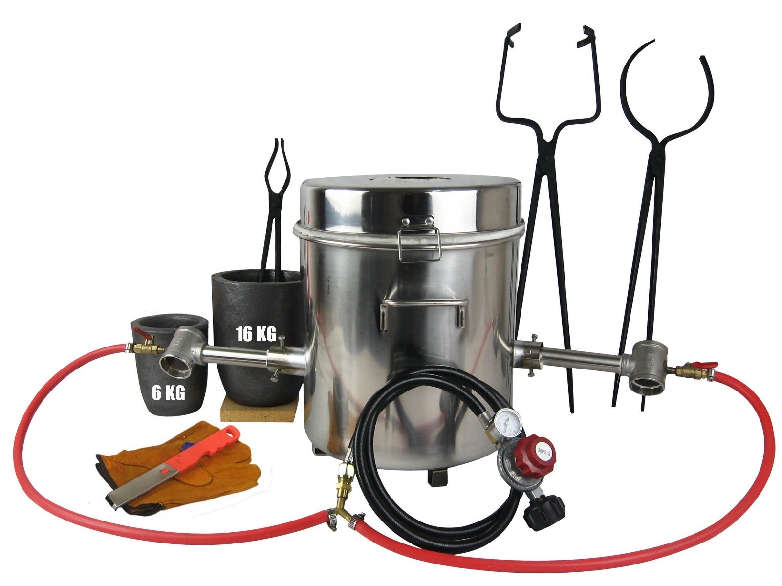 16KG Gas Metal Melting Furnace Kit Foundry with Crucible Lifting＆Pouring Tongs
