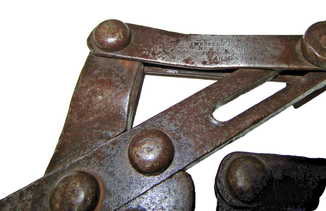 2 Pat. 1893 Western Electric Buffalo Grips No. 1 Cable Puller w/Double Pulley