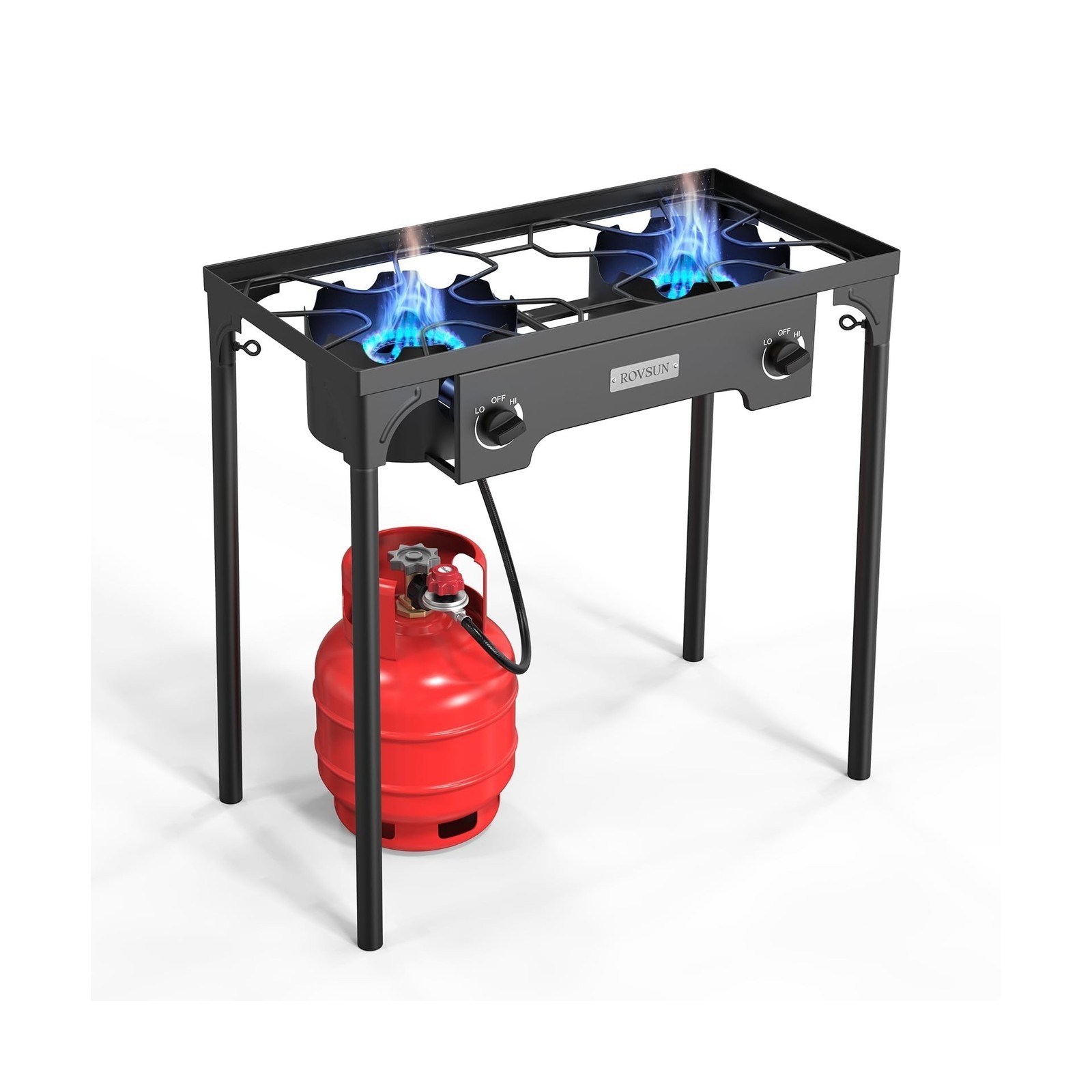 ROVSUN 2 Burner Outdoor Propane Gas Stove 150,000 BTU High Pressure Stand Coo…