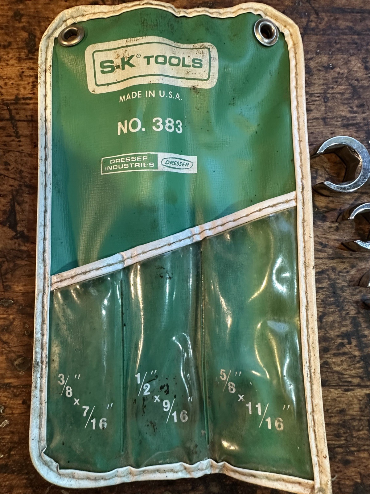Vntg 3 Pc Set S-K SAE No. 383 Flare Nut Wrenches,With Original Pouch