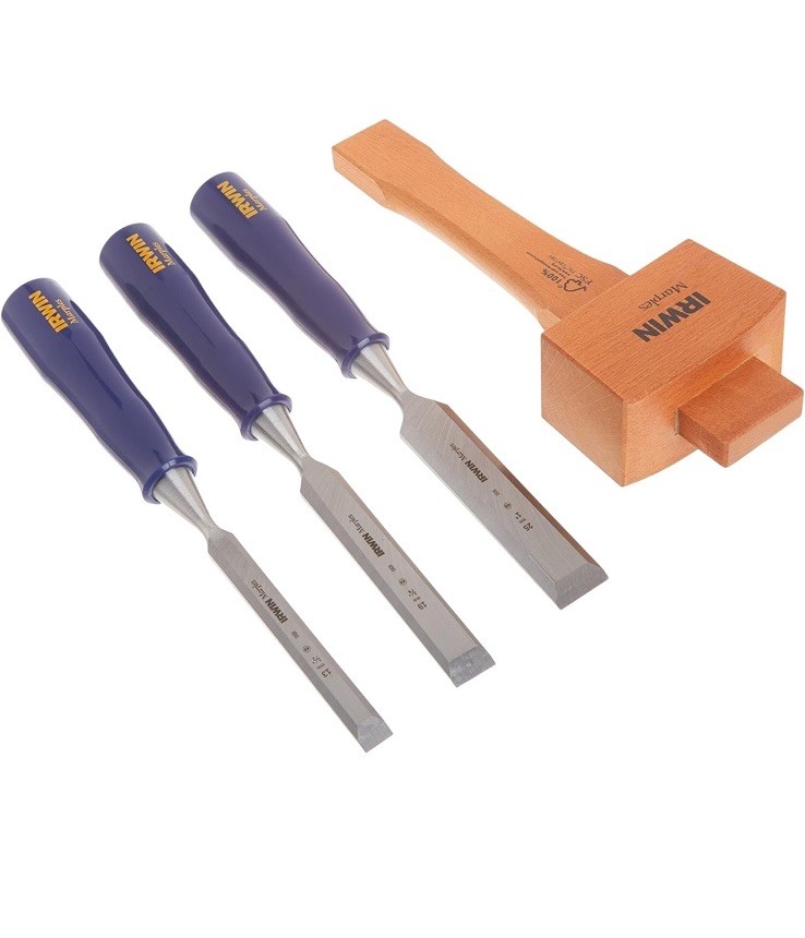 IRWIN Chisel Set for Woodworking with Mallet, 4-Piece (1788114). FREE SHIPPING