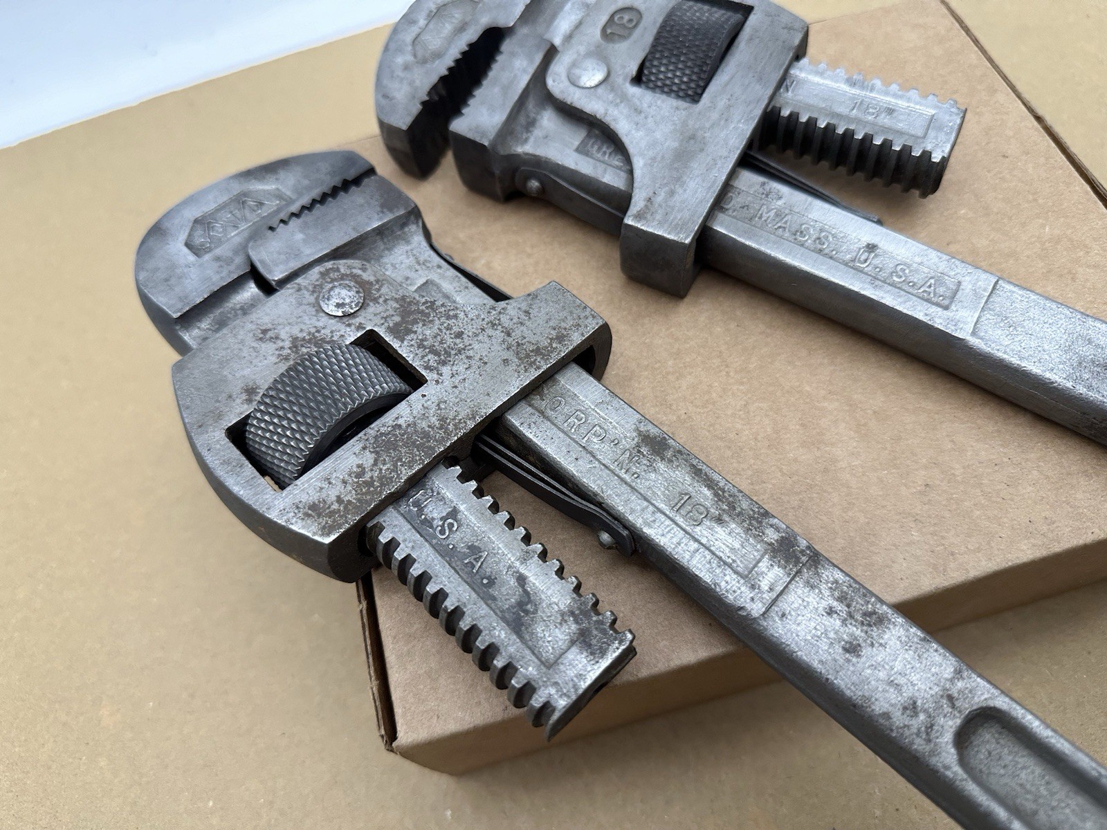Lot Of 2 Vintage GTD Pipe Wrench 18” Inch Greenfield Tap & Die Made in USA