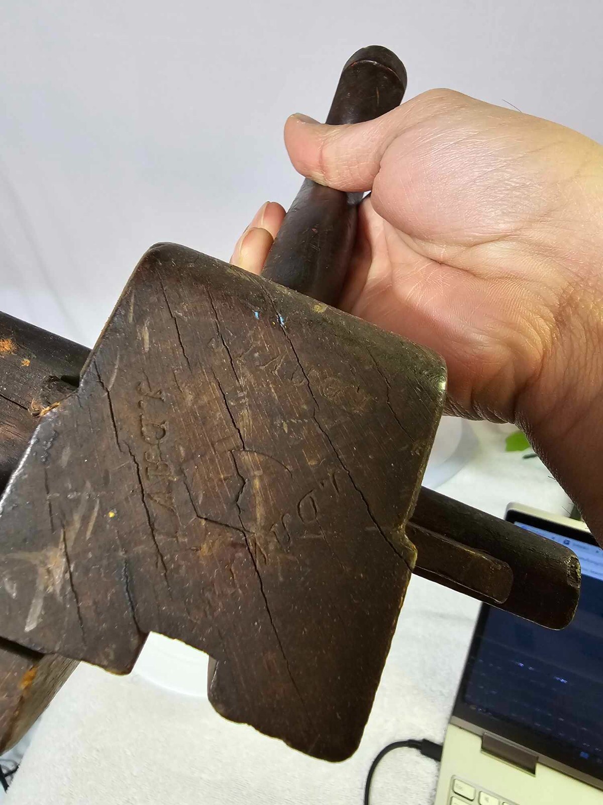 Marked J. Davis Antique Primitive Wood Molding Plane
