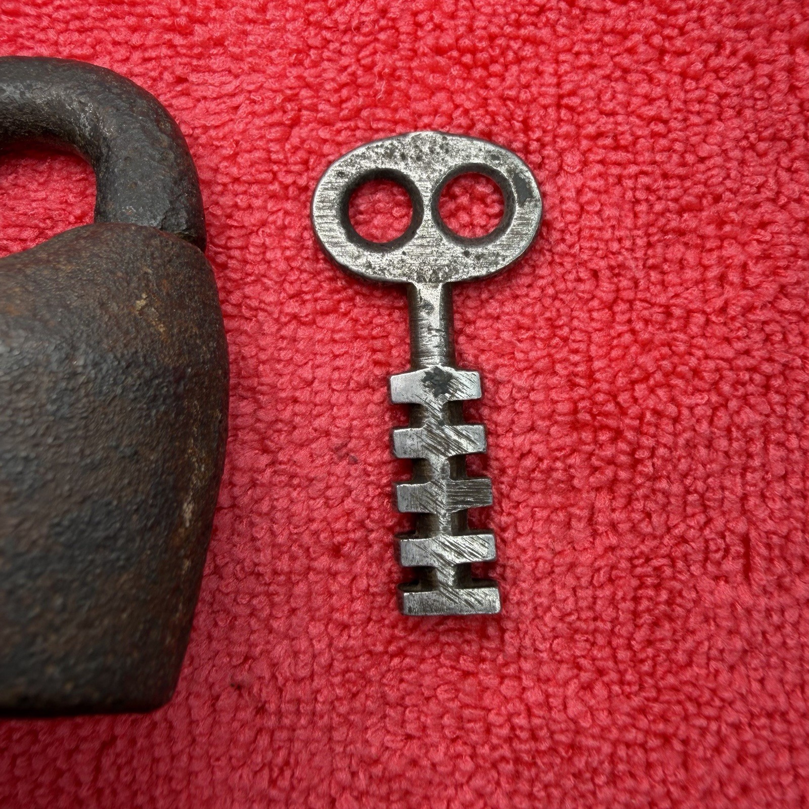 Antique Cast Iron Scandinavian Padlock Vintage jail lock with Key TESTED WORKS