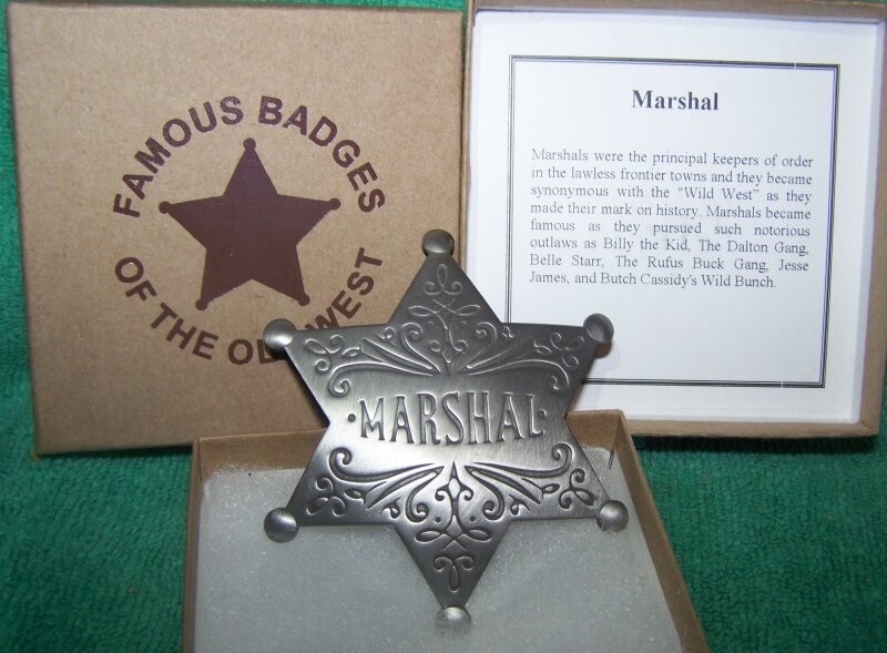 Old Western REPLICA Marshal Star Badge -Boxed