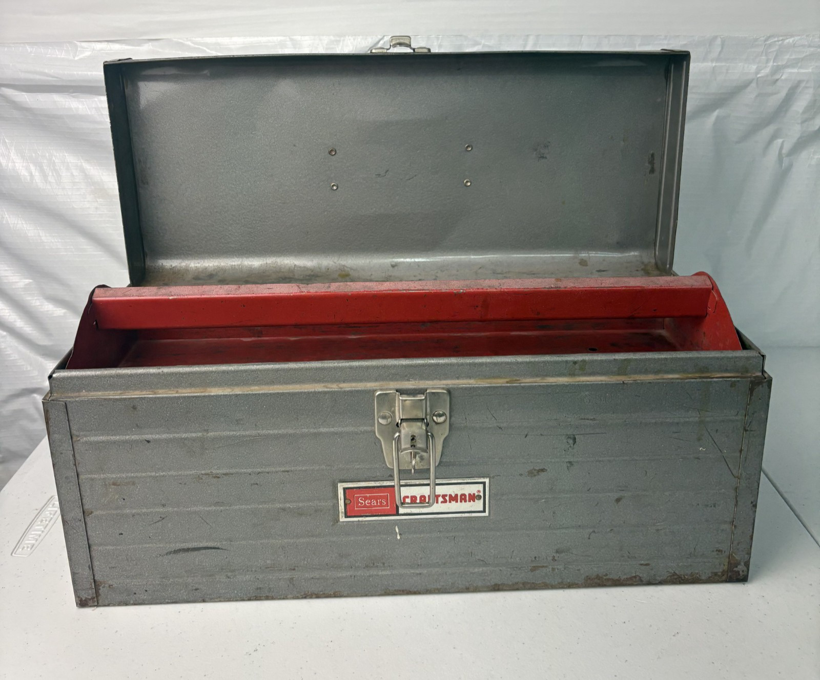 Vintage Craftsman Tool Box Model 65013, 17” X 7” X 7 1/2” Gray with Red Tray
