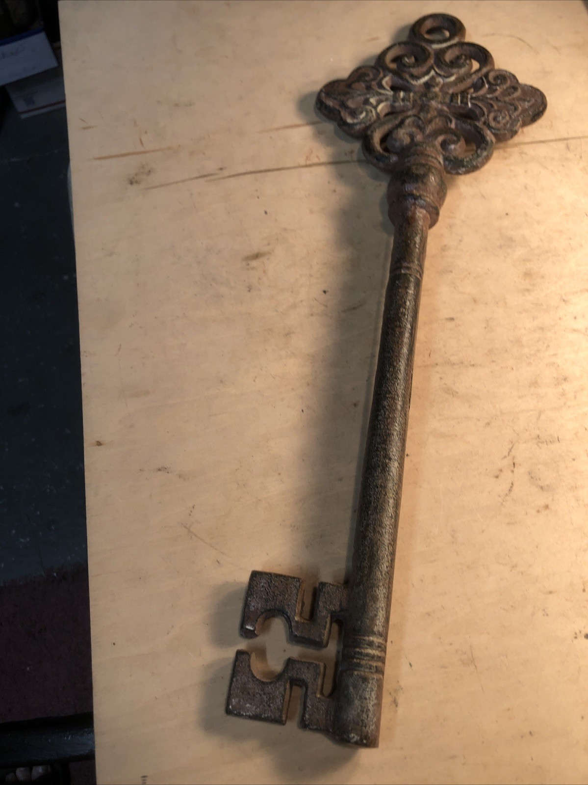 Rare Vintage Decorative Large metal 17 “ long Skeleton Key