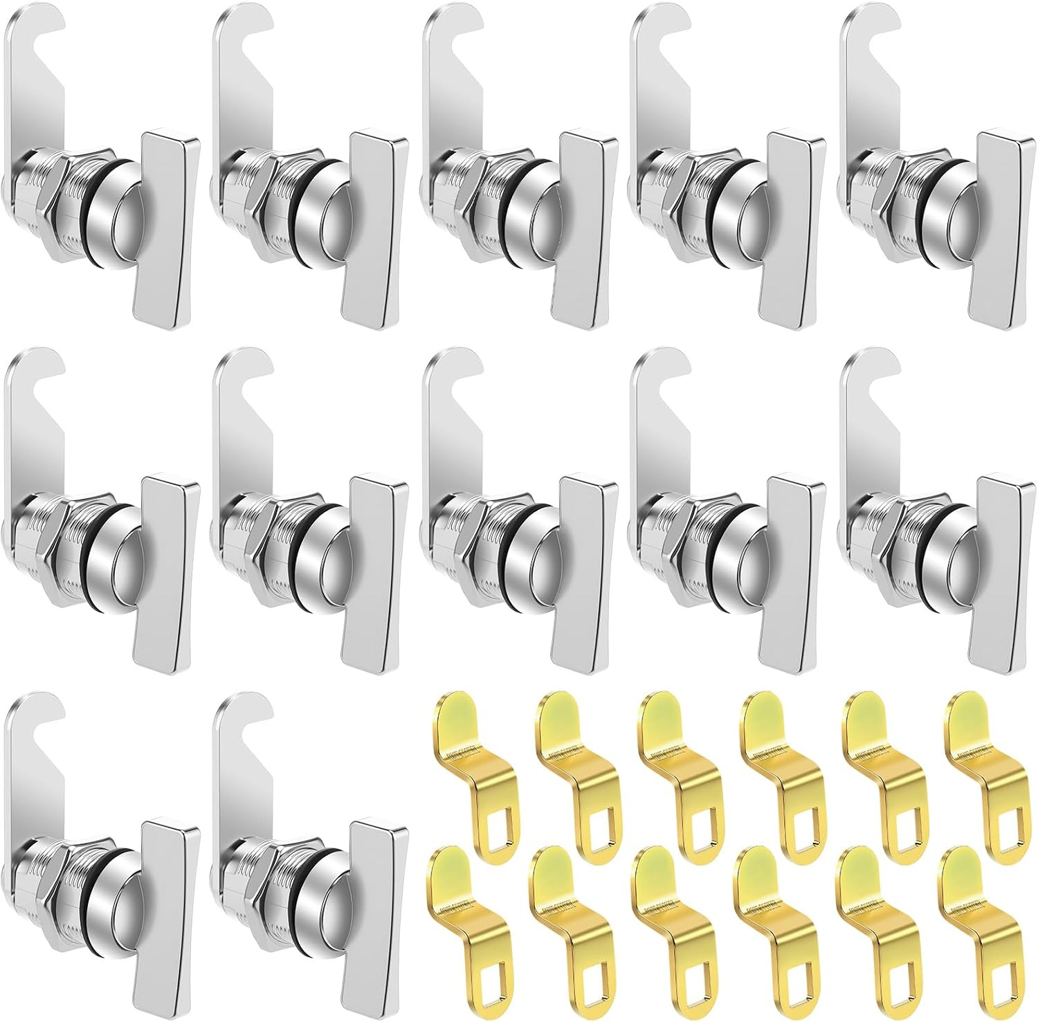 12 Sets 7/8” Thumb Operated Offset Cam Lock, 7/8” Cylinder Fits on 5/8” Max Door