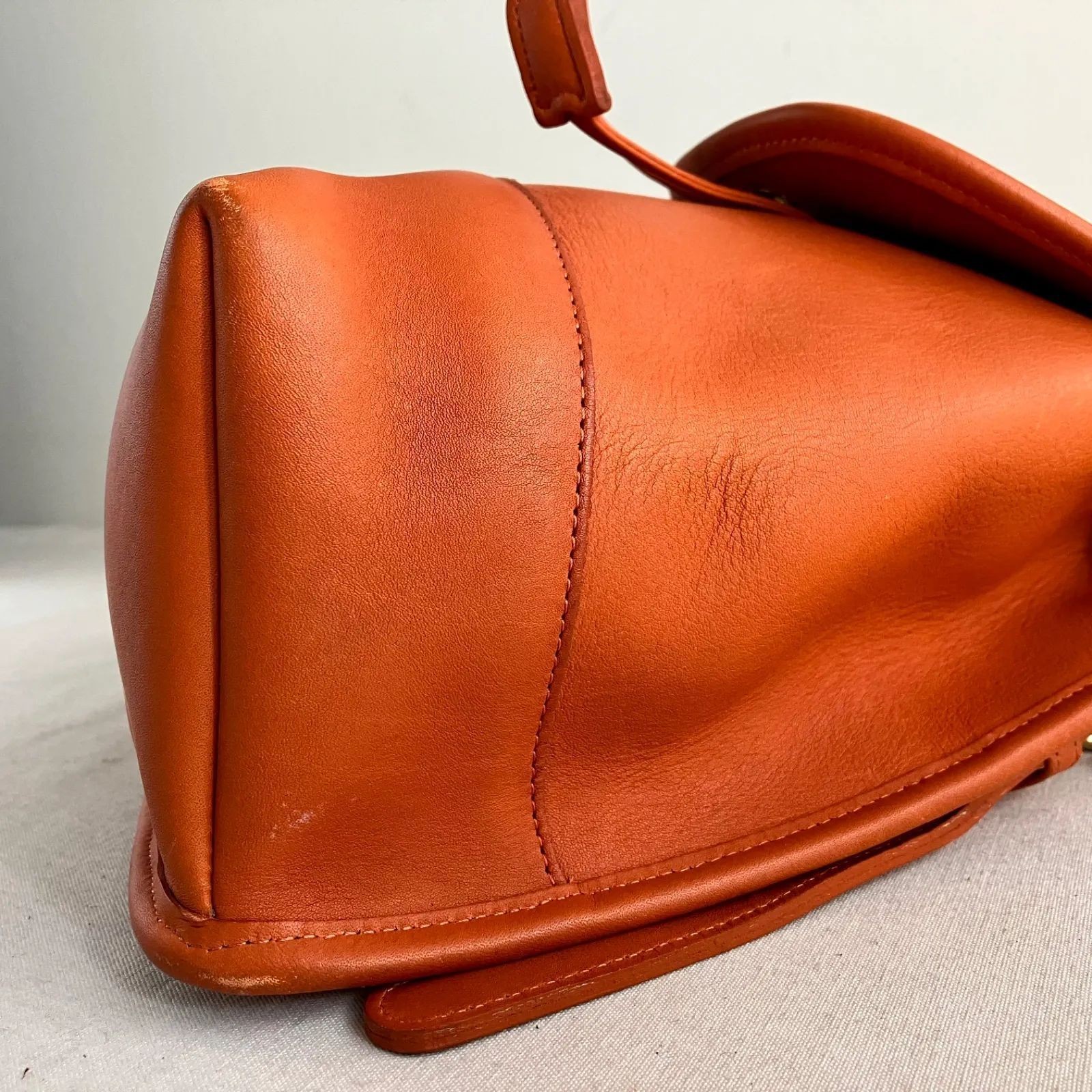 Vintage Coach Daypack Backpack Glove Tanned Leather Tangerine Orange Used
