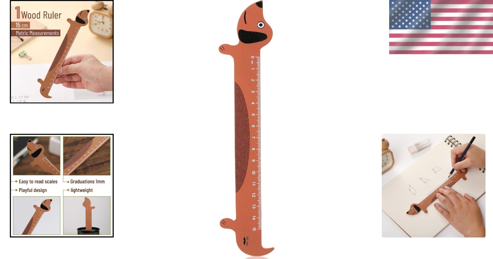 Colorful Sausage Dog Ruler, 15cm for Precise Measurements & Playful Styling