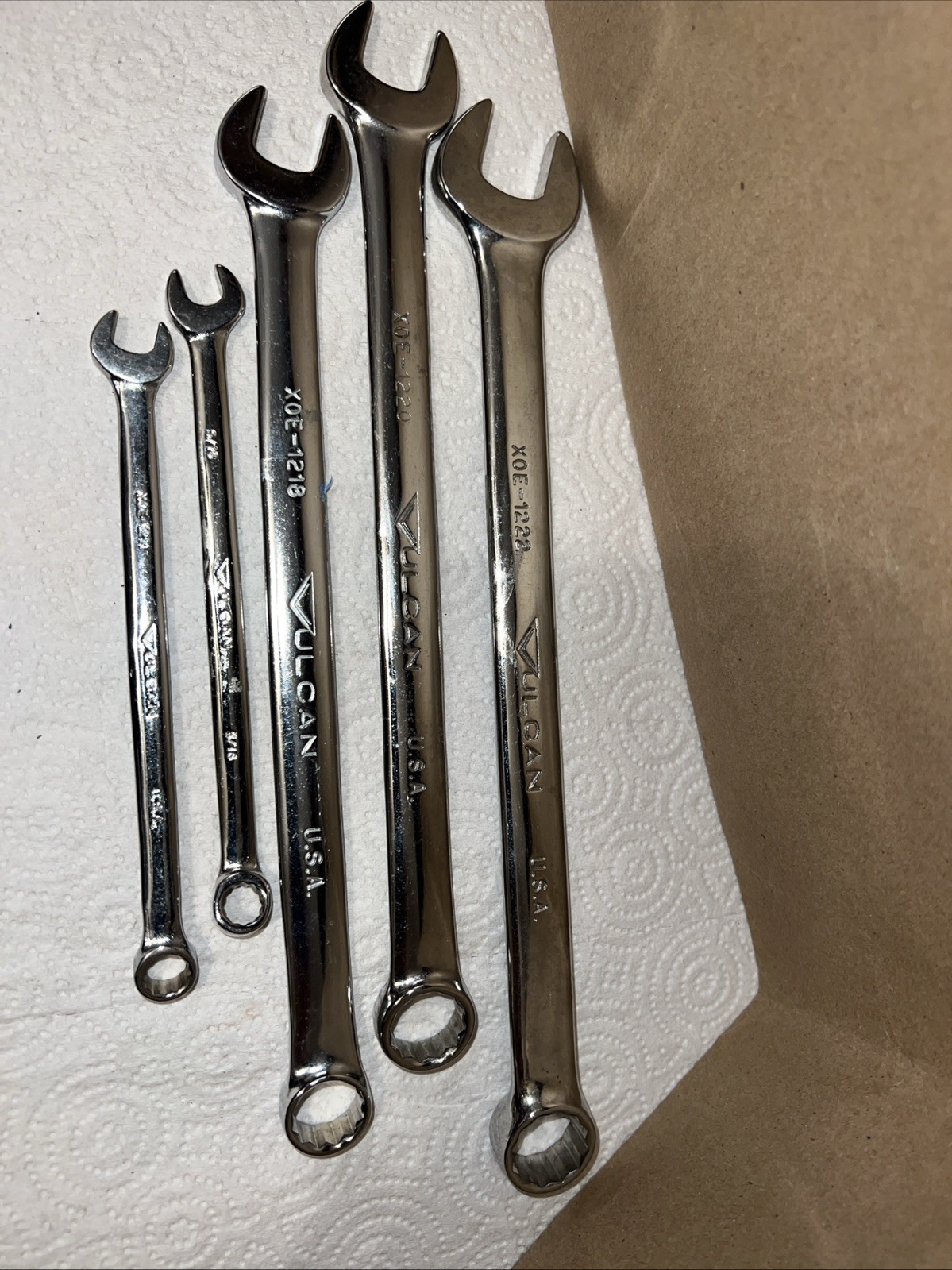NOS Vintage Vulcan Combination Wrenches (11/16,5/8,9/16,5/16,11/32) Made in USA