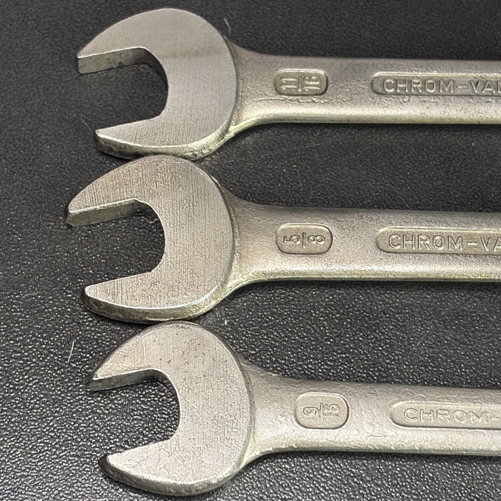 3 Chrom-Vanadium Germany 9/16, 5/8, 11/16 12pt Open End Box Combination Wrench
