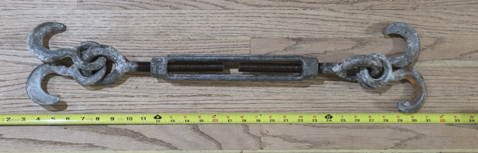 Vintage 3/4″ Industrial Sister Hook Turnbuckle Antique Forged Split Hook Rigging