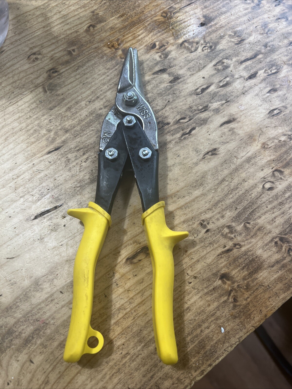 Vintage Wiss M3 Metal Tin Snips 10″ Sheers Sheet Metal Cutters Yellow Handle