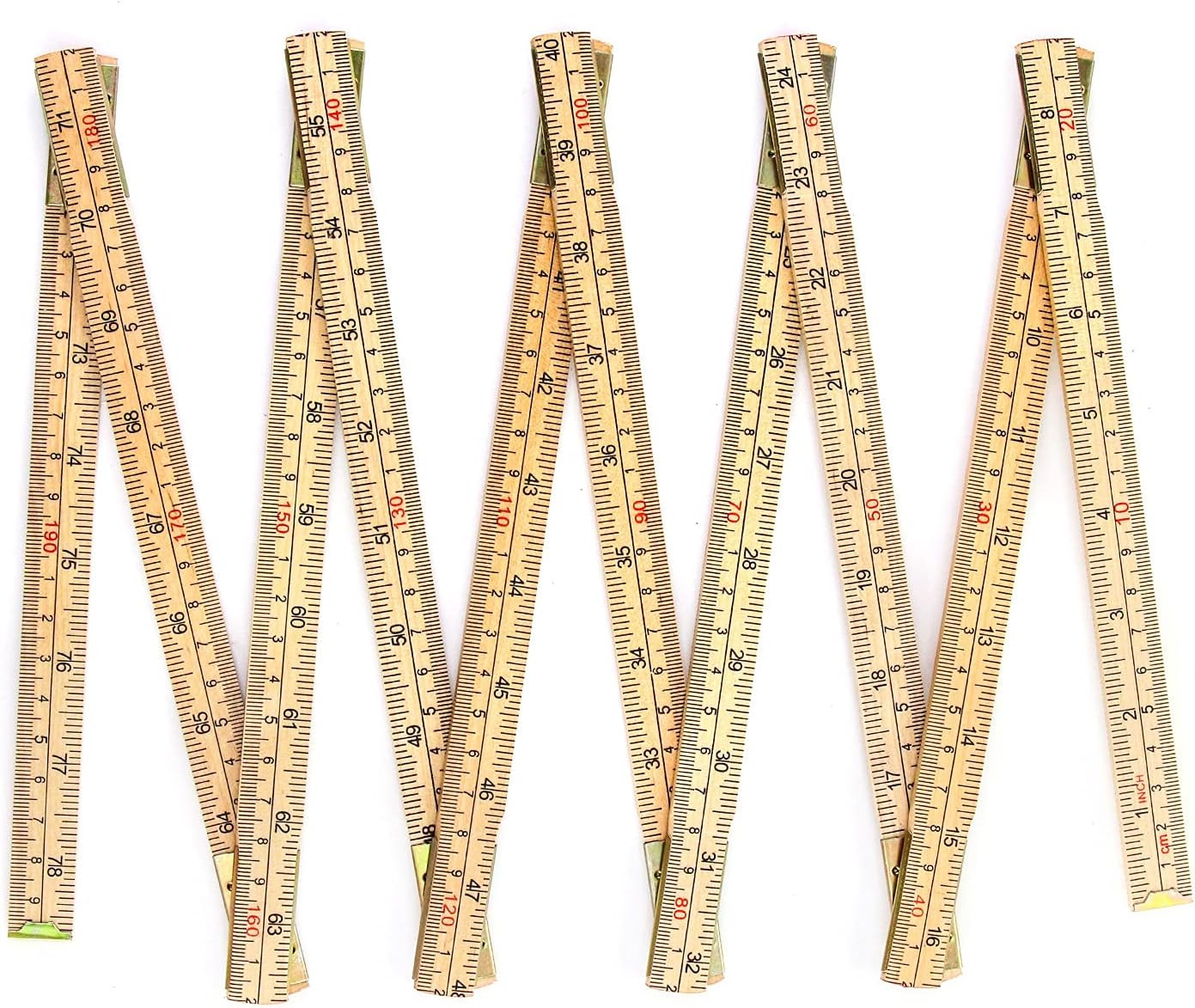 2 Pack 6FT Folding Wood Ruler – Dual-Sided US & Metric Carpenter Measuring Tool