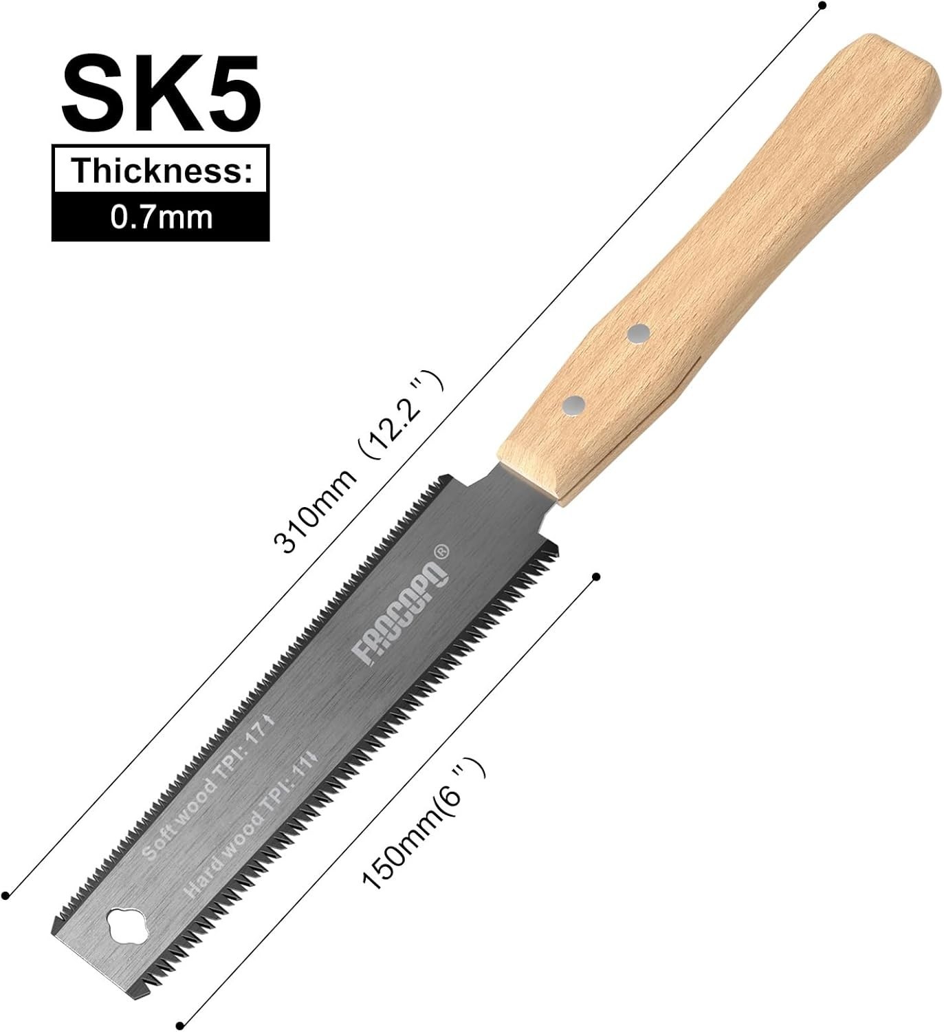 6-Inch Hand Saw – Double-Edge SK5 Steel Blade for Precision DIY Woodworking