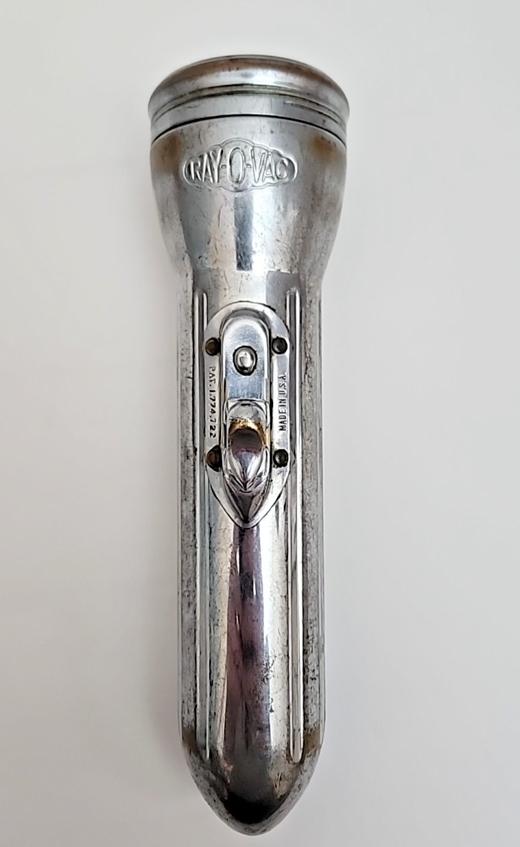 VTG Ray-O-Vac Bullet Torpedo Chrome Flashlight 1930s Pat.1774722 USA Made Works