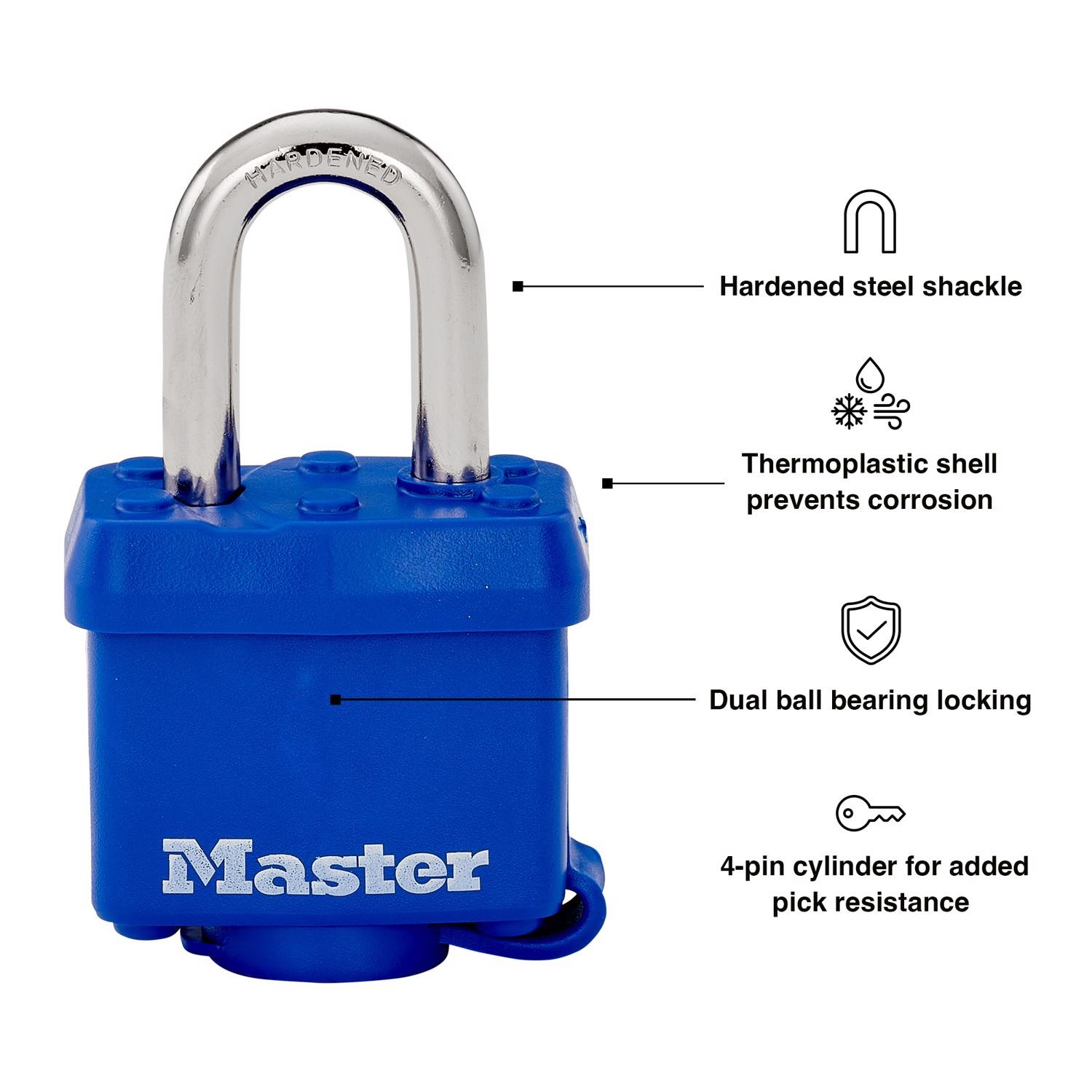 Master Lock 312D Blue Hardened Steel Keyed Padlock 1-1/2 in.