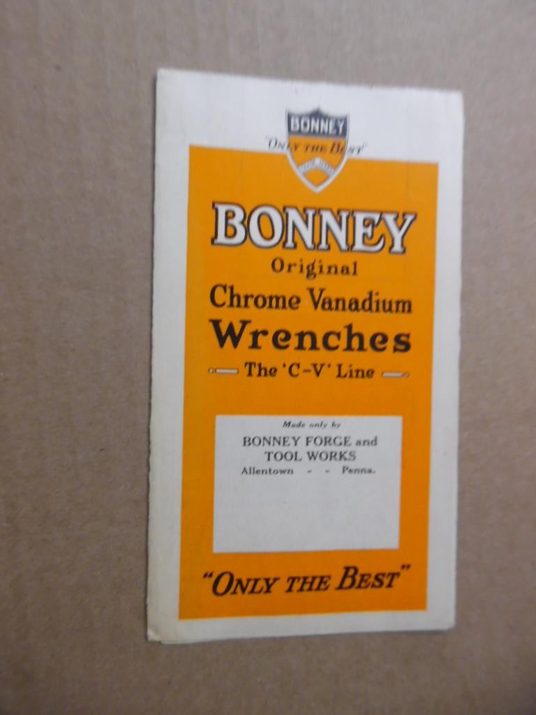 1923 Bonney C-V Line Chrome Vanadium Wrench Vise Tool Catalog Brochure Vintage