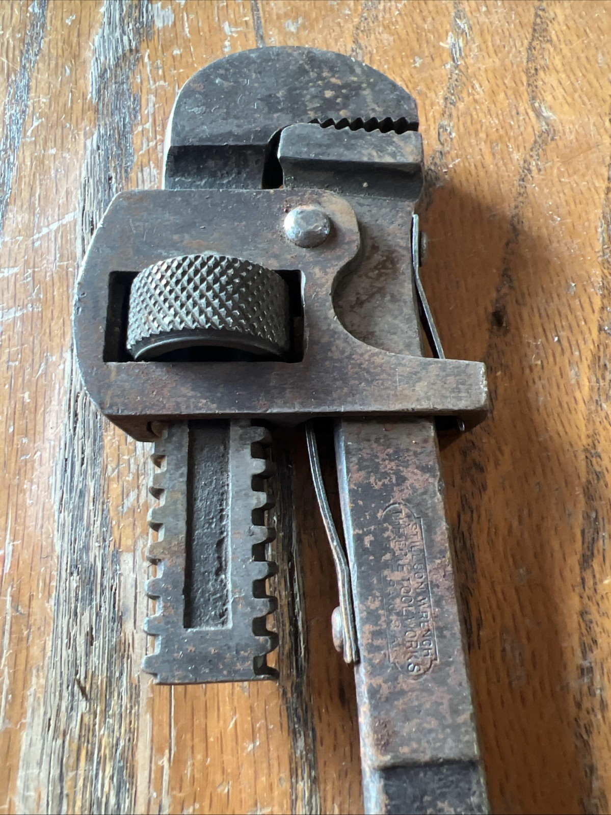 Vintage 10 Inch Adjustable Stillson Pipe Monkey Wrench The Erie Tool Works