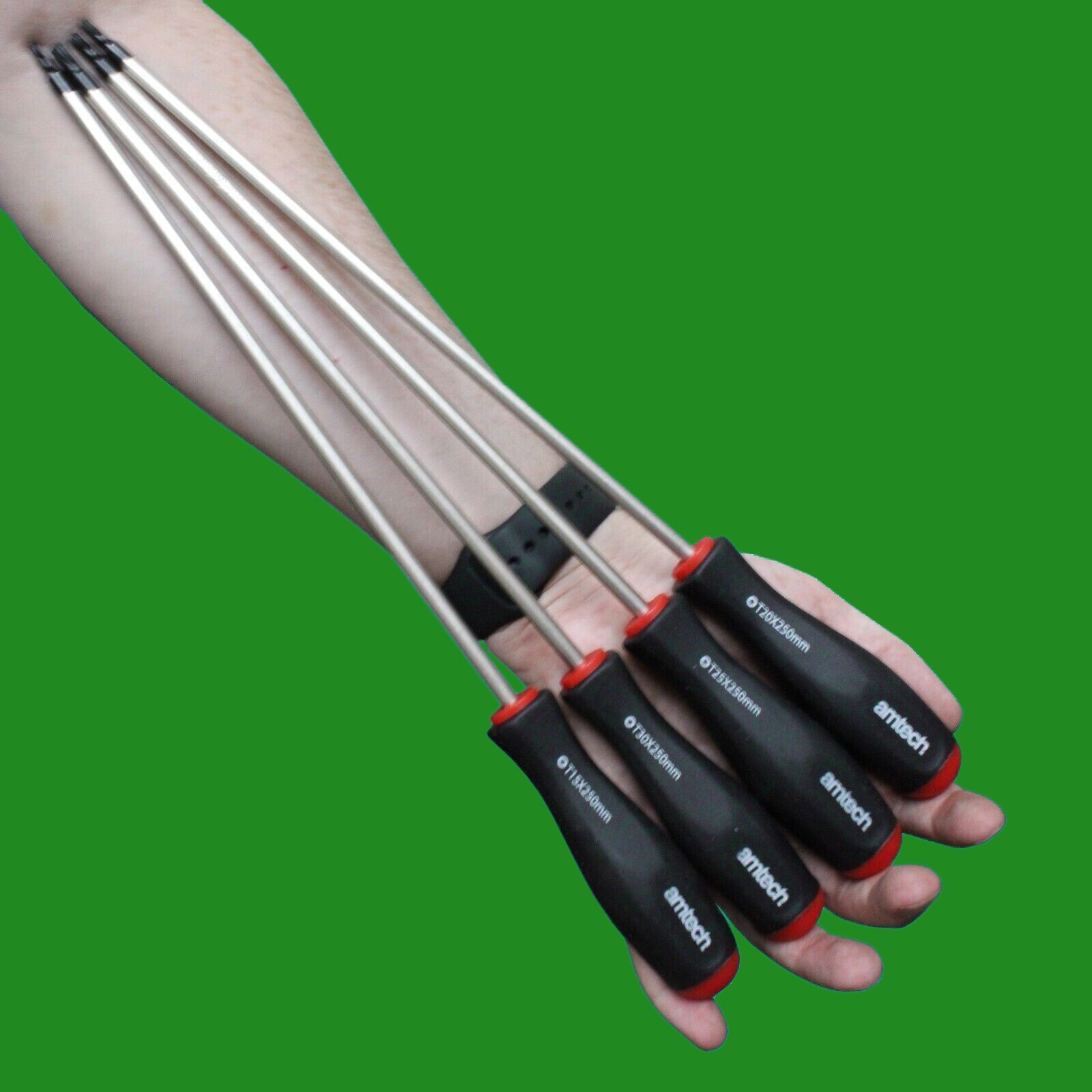 4pc 250mm Long Reach Heavy Duty Torx Screwdriver Magnetic Tips T15 T20 T25 T30