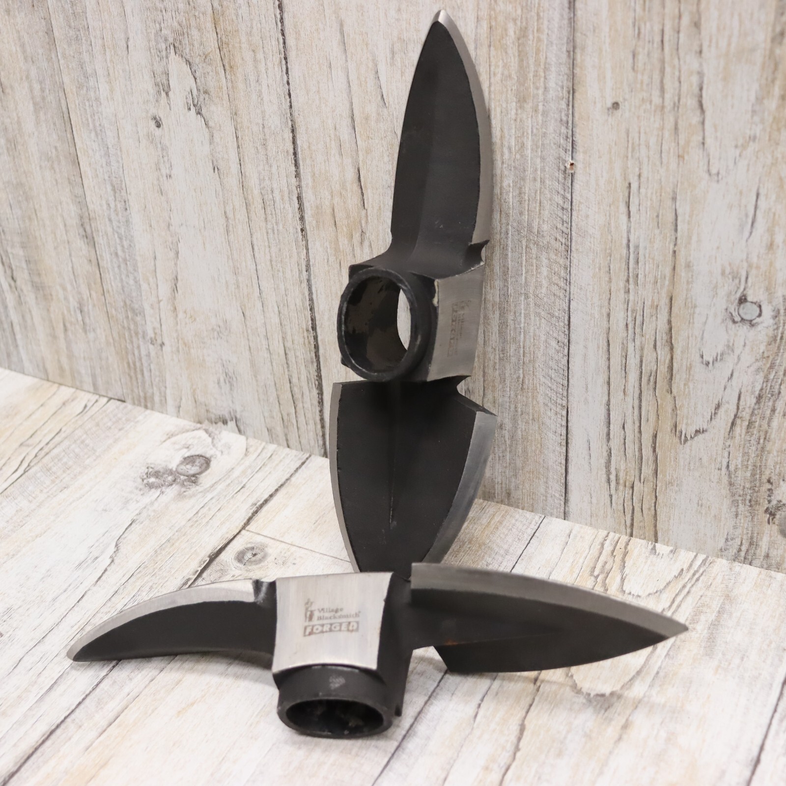 Village Blacksmith 2.5 LB Forged Steel Edged Mattock Pickaxe Hoe Heads, SET OF 2