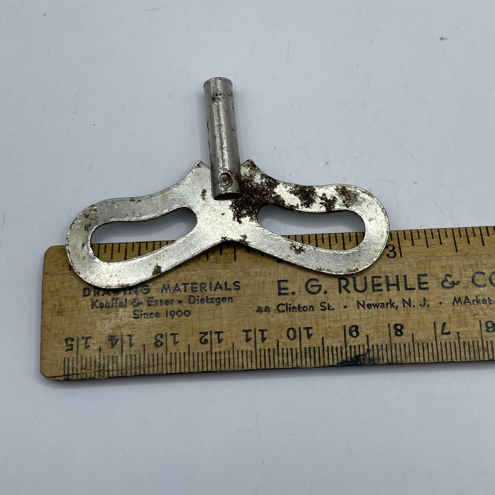 Vintage Clock Winding Key Silver Chrome Color Aged Rust Areas