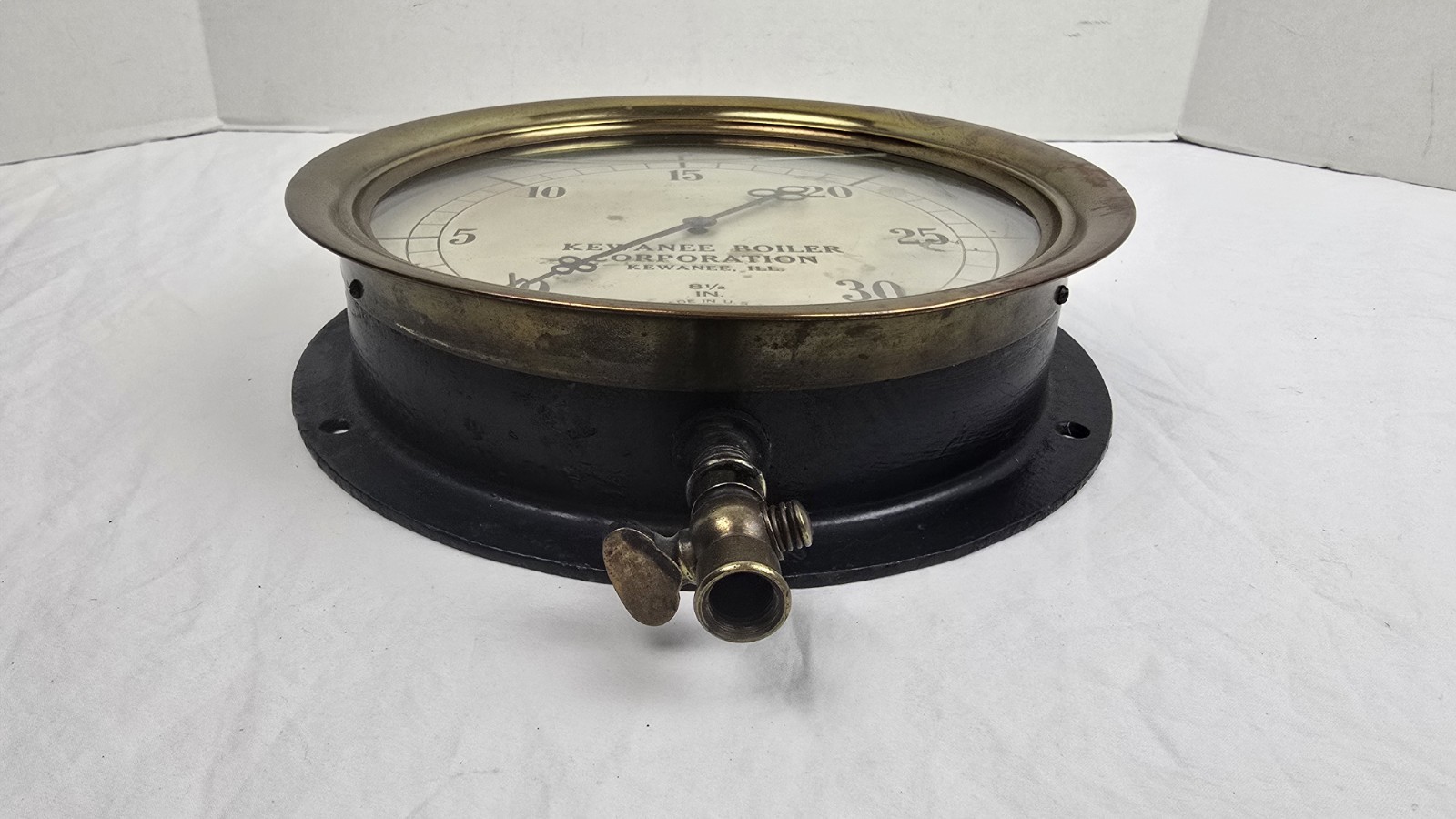 VINTAGE Kewanee Boiler Corp American Schaeffer & Budenberg Pressure Gauge 8 1/2″