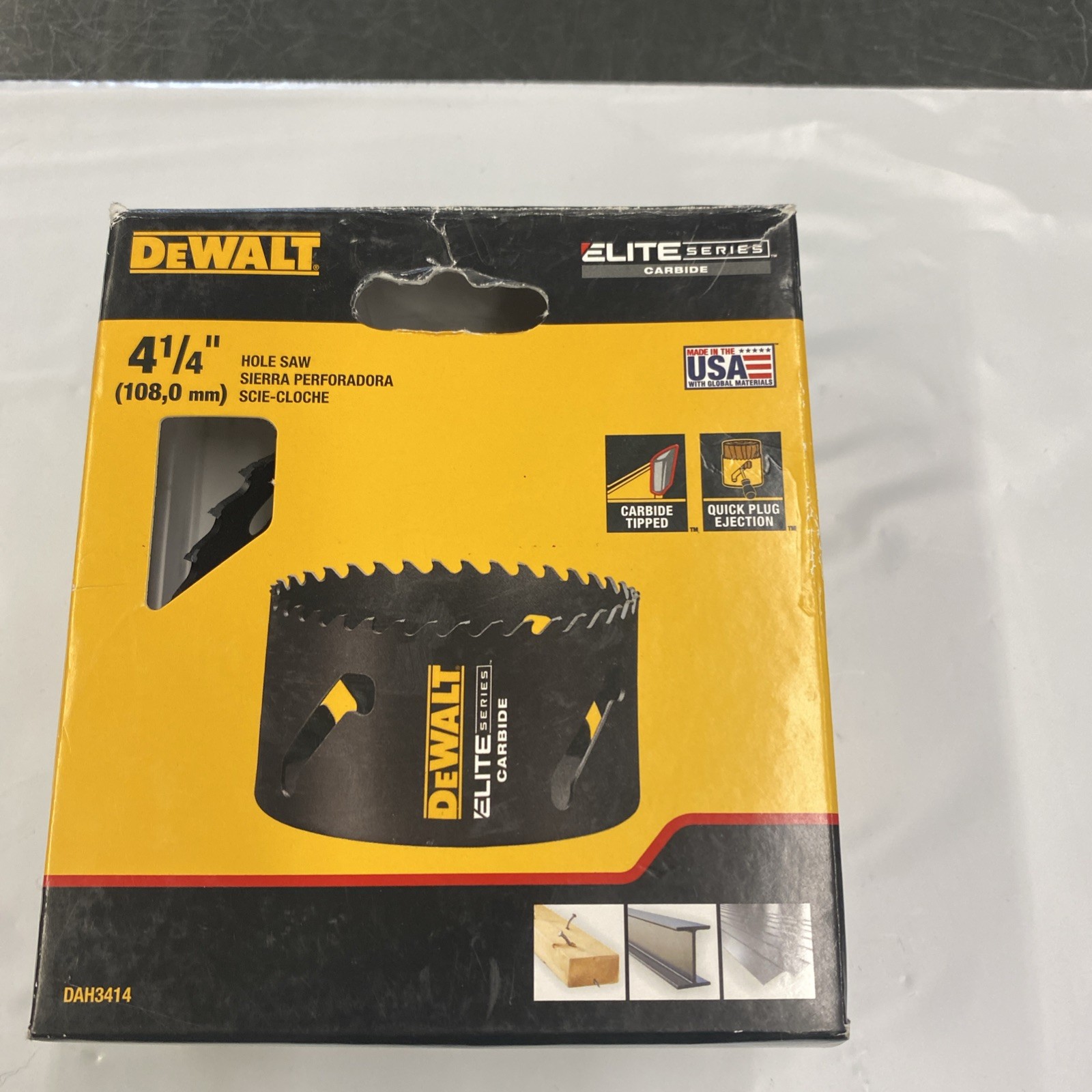 (RI4) DeWalt DAH3414 Elite Carbide 4 1/4” Hole Saw Wood & Steel E3 (NEW)