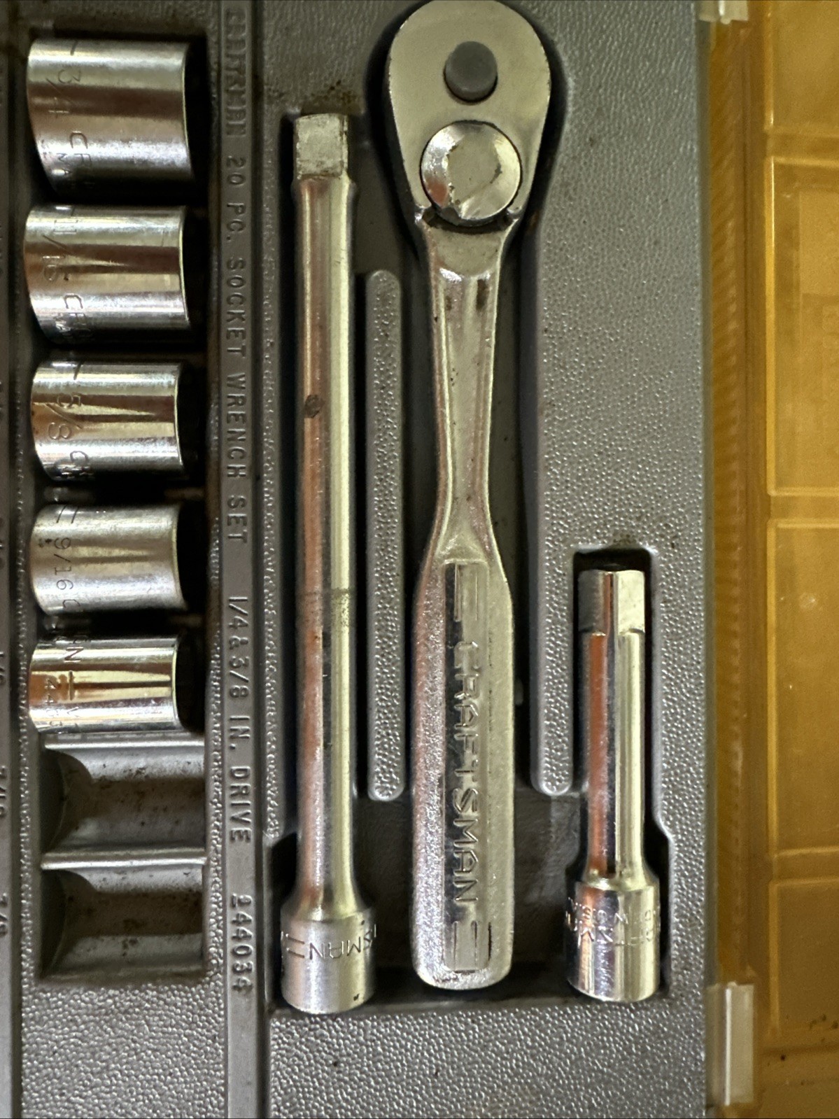 Vintage Sears Craftsman 20 Piece Socket Wrench Set 1/4-3/8 drive Missing Pieces