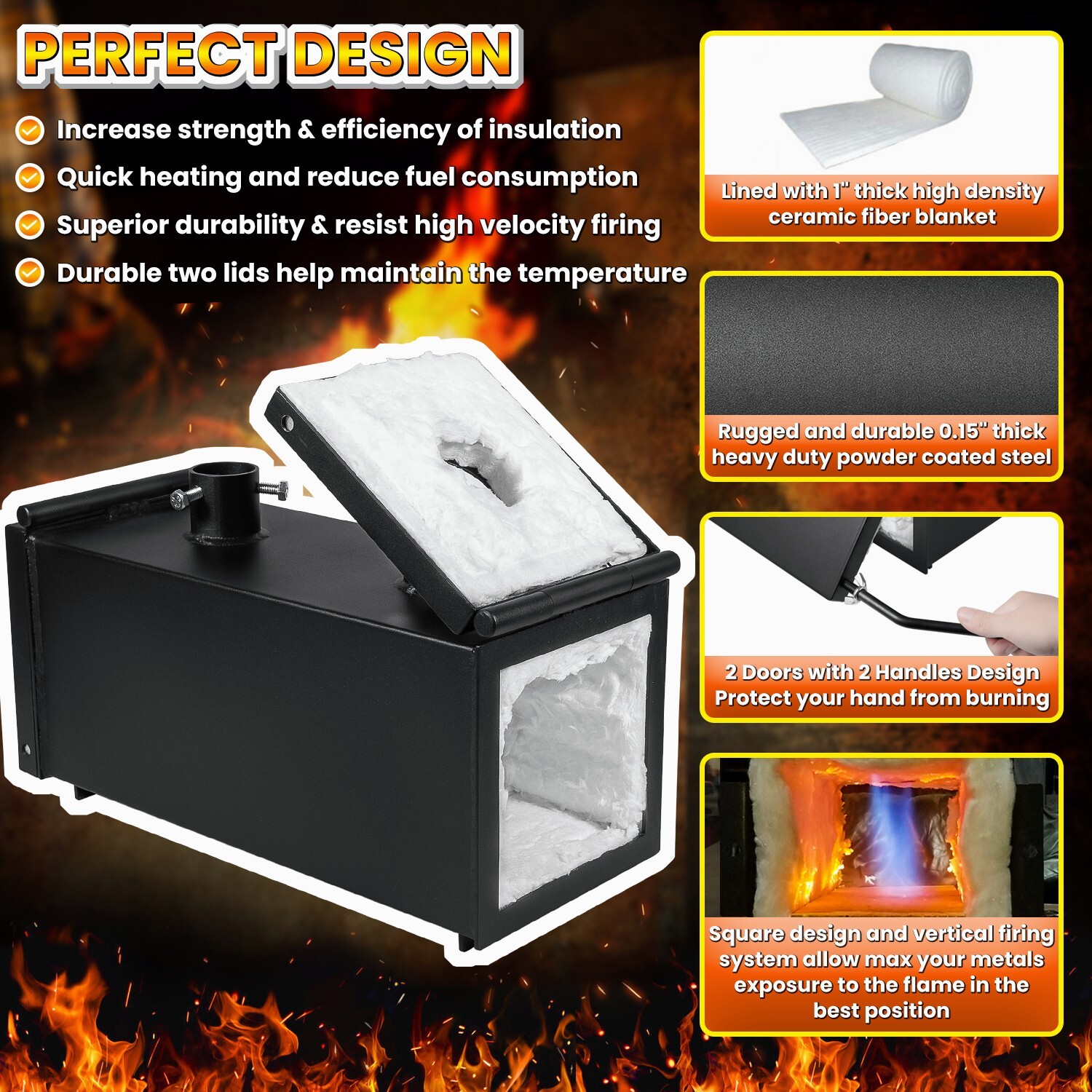 Gas Propane Forge Double Burner Furnace Blacksmithing Knife Tool Farrier Making