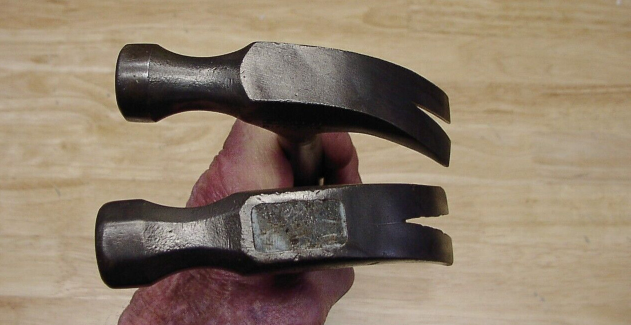 Old Used Tools2 Vntg Stanley Curved Claw Hammers,20 oz. Fiberglass,& 16 oz Steel