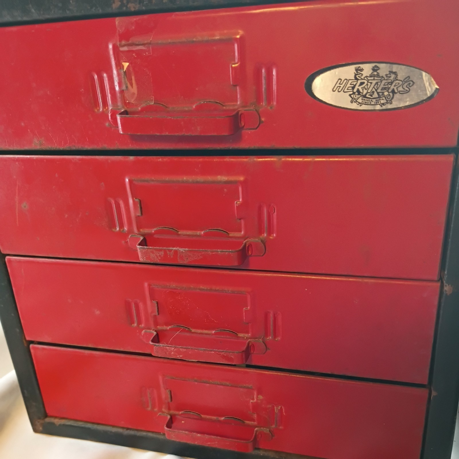 Vintage 4 Drawer Metal Tool Cabinet Small Parts Storage. Used for Fly Fishing