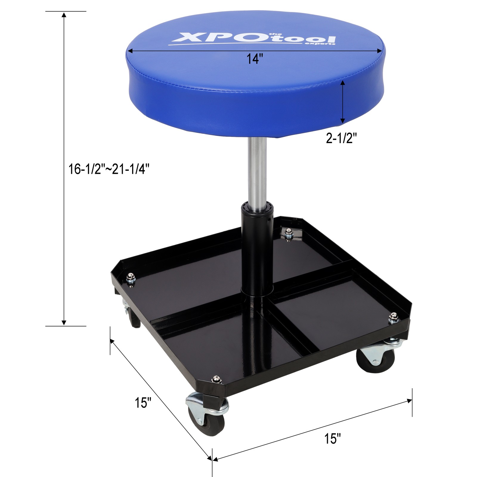 250 LBS Rolling Pneumatic Mechanic Stool with Tool Tray Storage