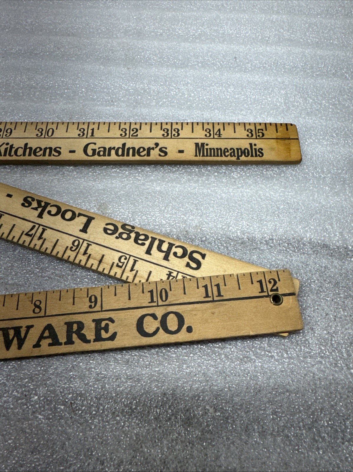 Vintage Tri-Fold (3) Folding Yardstick Wood Ruler Minneapolis Gardner Hardware