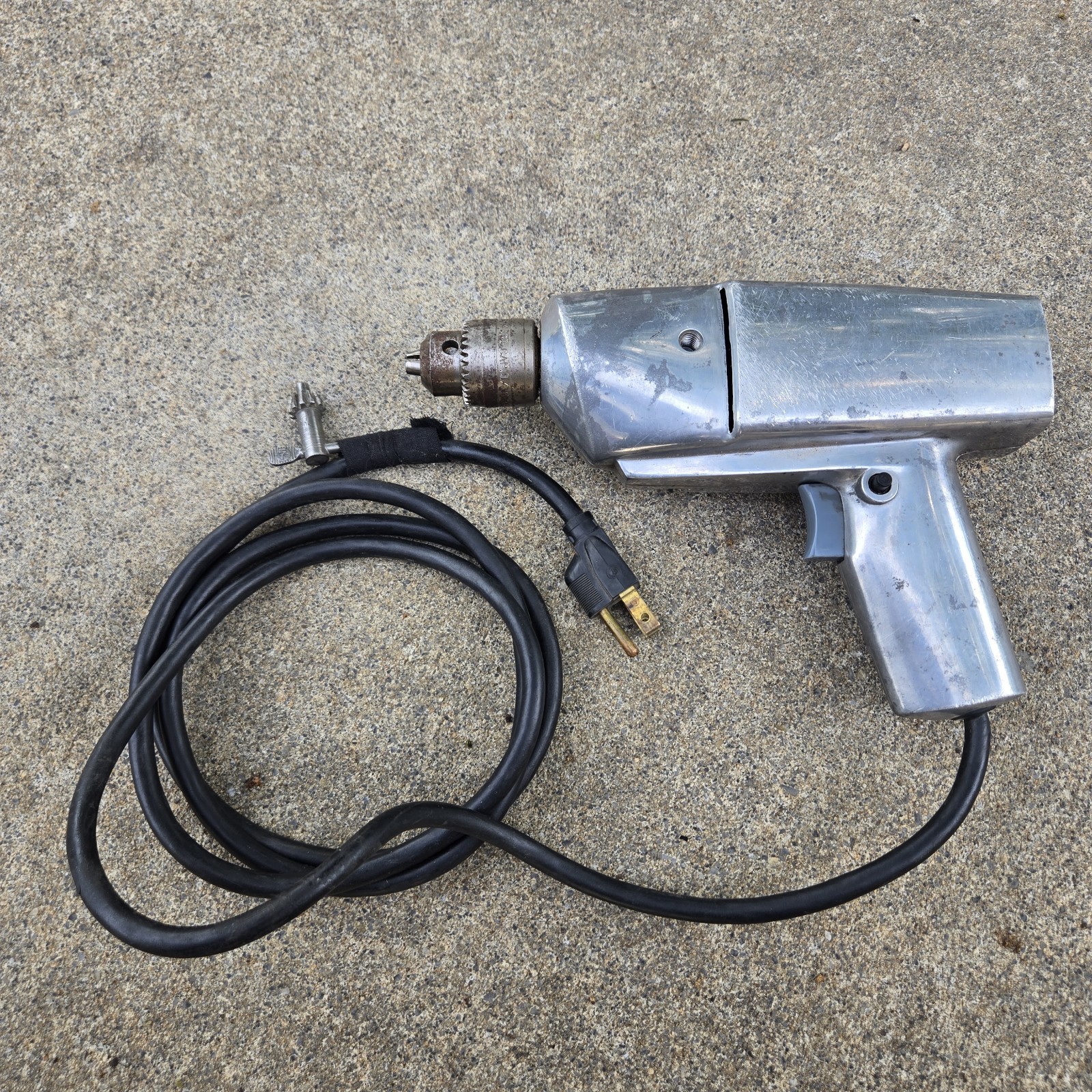 Montgomery Ward Powr Kraft 50s Vintage Electric Drill 3/8 W/ Chuck Key- Working