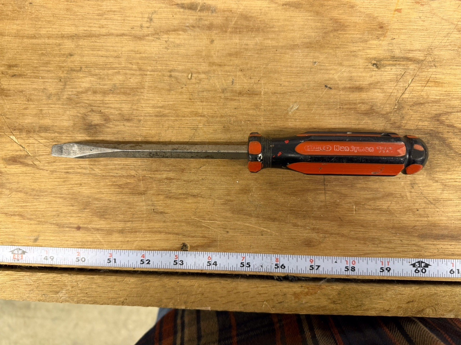 Vintage Stanley USA Orange And Black Handyman Large Flat Screwdriver #63-376
