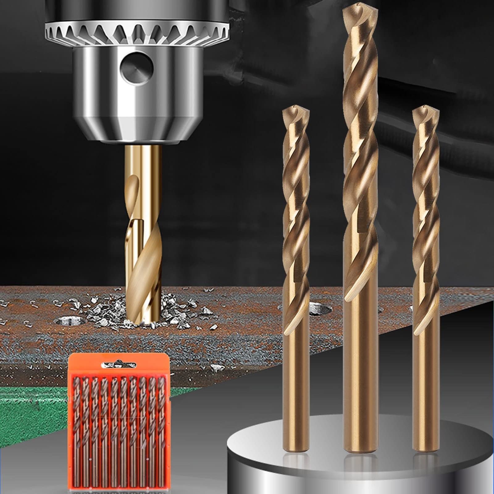 TA-VIGOR 12mm Straight Shank Twist Drill Bit, High Speed Steel M35 Cobalt Twi…