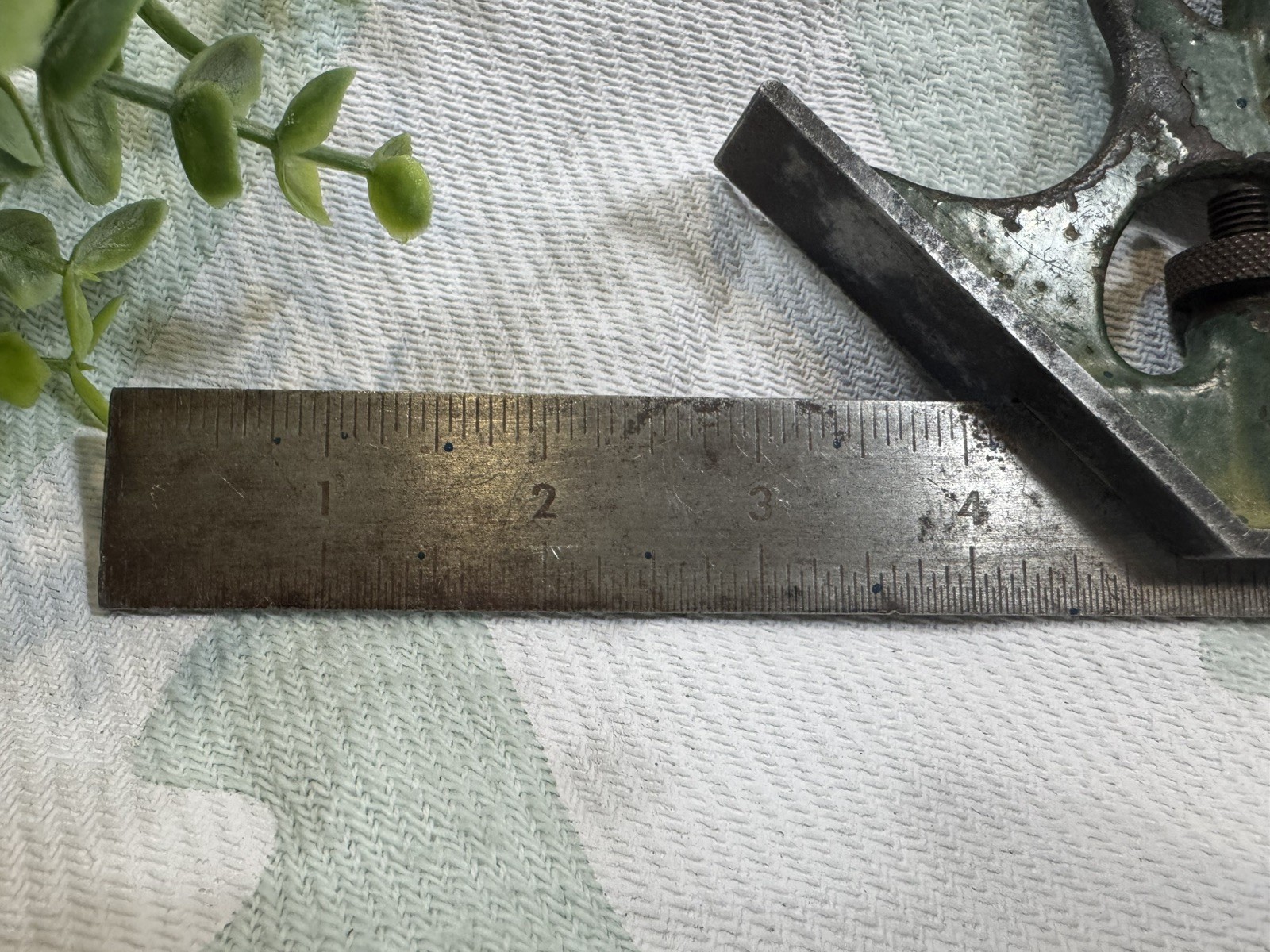 Vintage 12” Combination Square Hardened Steel Rule Cast Iron Head USA Tool