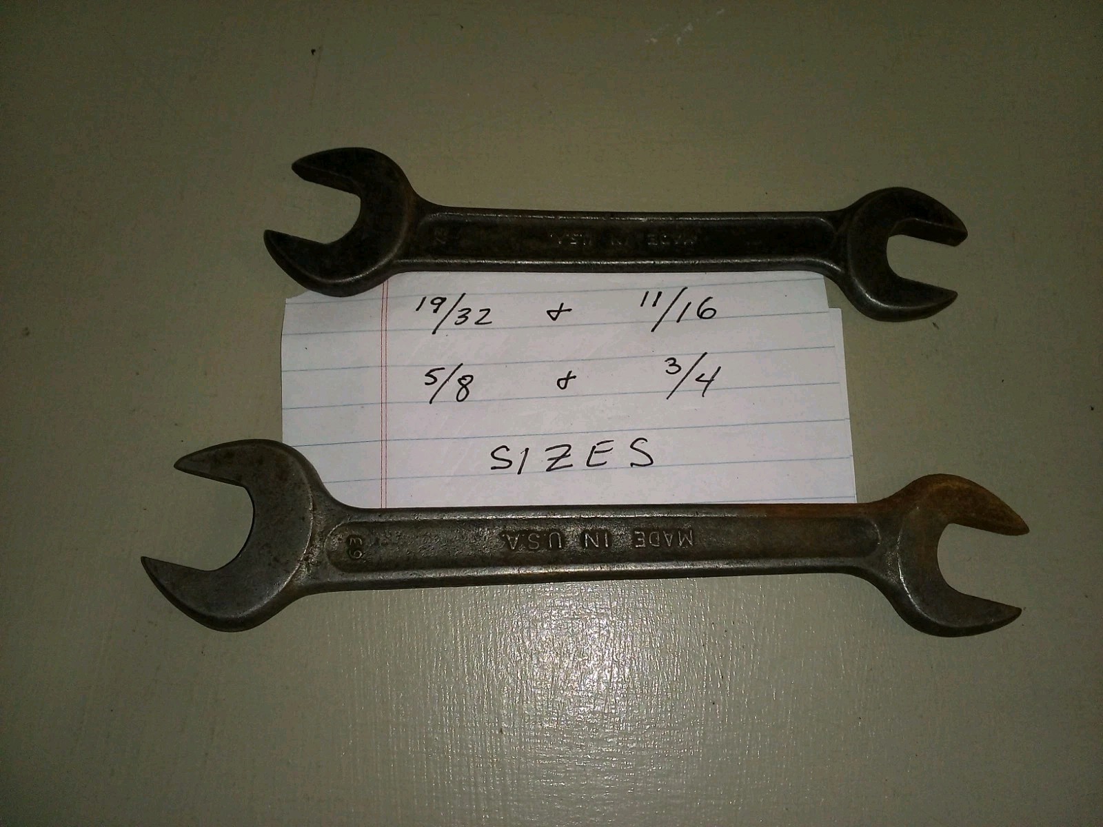 2 in Lot. Vintage Made in USA Open end dropped forged wrenches. sizes in pic