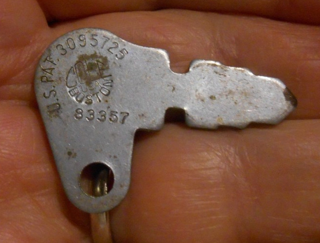 Vintage Old Cole Hersee Boston Tractor Mower Ignition Key # 83357 US PAT 3095725