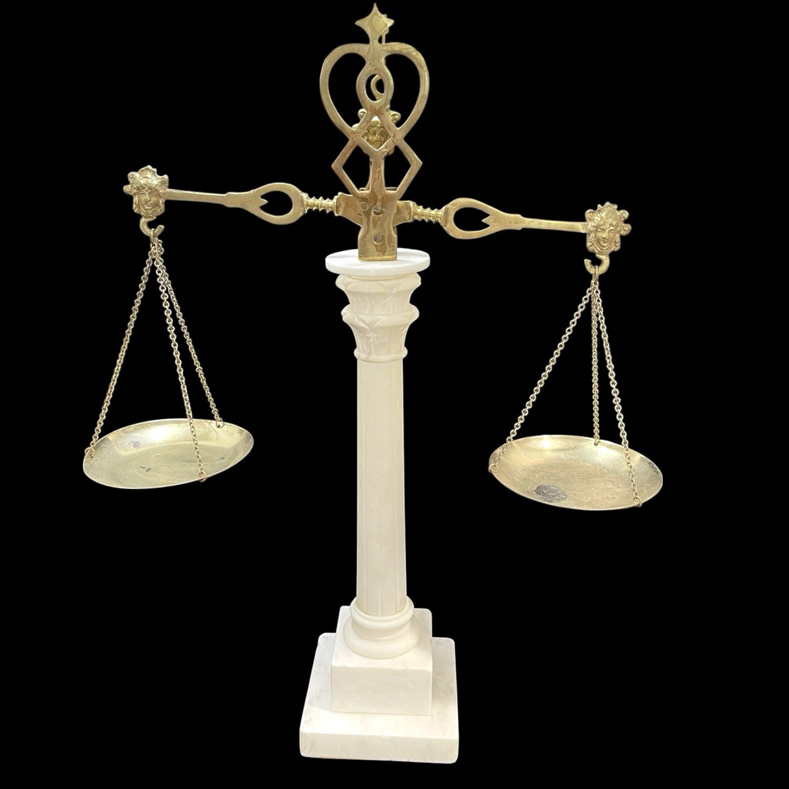 Vintage 1970s Italian Marble and Brass Decorative Scales of Justice – Unique